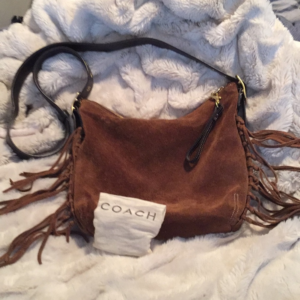 Coach Brown Suede Bag with Fringe